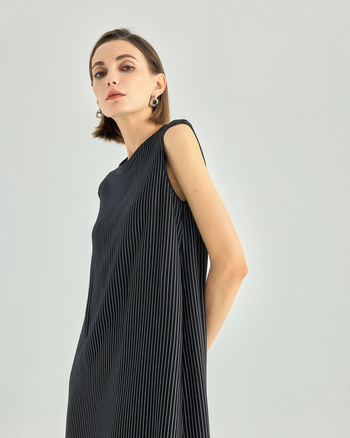 Striped Belted A-Line Midi Dress