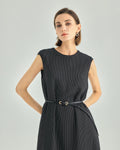 Striped Belted A-Line Midi Dress