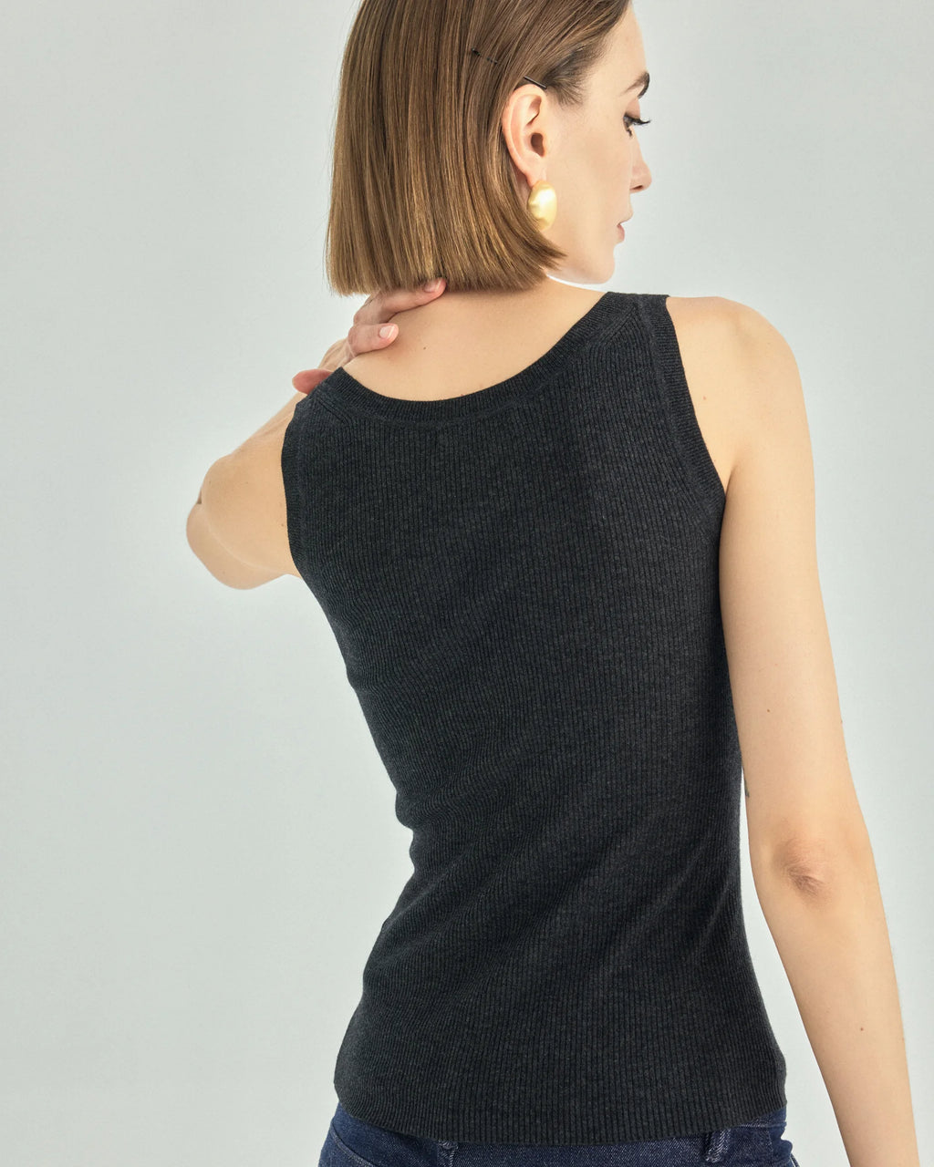 A+ Collection Cashmere Triacetate Ribbed Tank Top