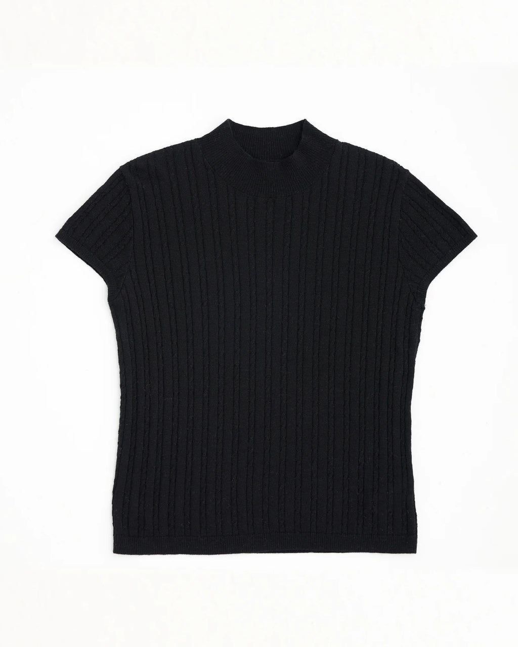 A+ Collection Wool Cashmere Pearl-Fiber Cable-Knit Top