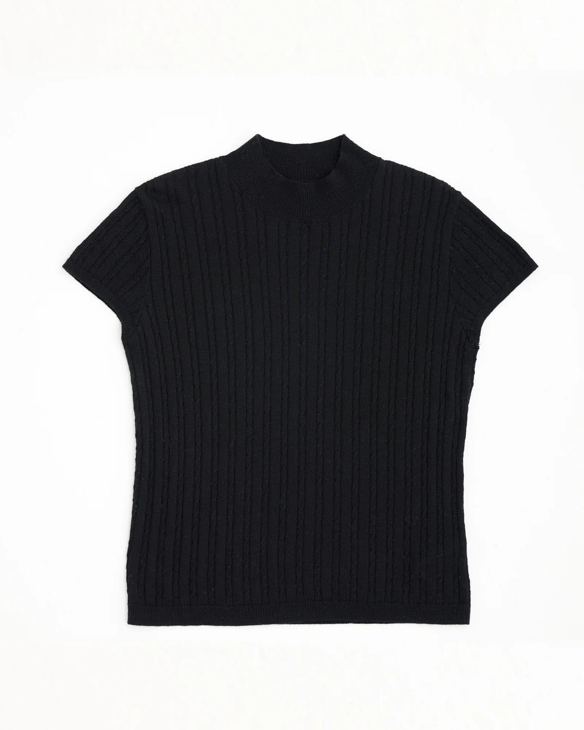 A+ Collection Wool Cashmere Pearl-Fiber Cable-Knit Top