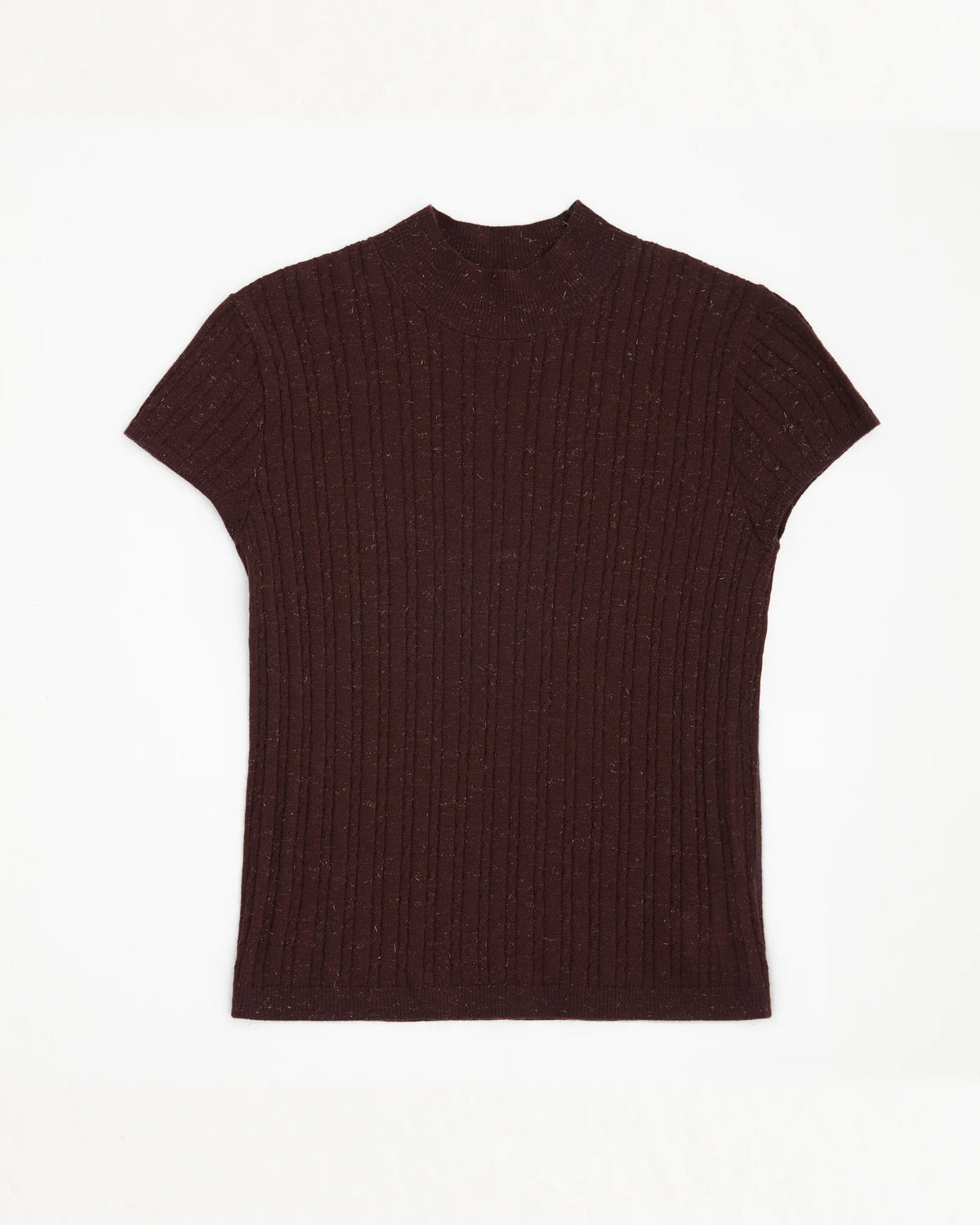A+ Collection Wool Cashmere Pearl-Fiber Cable-Knit Top