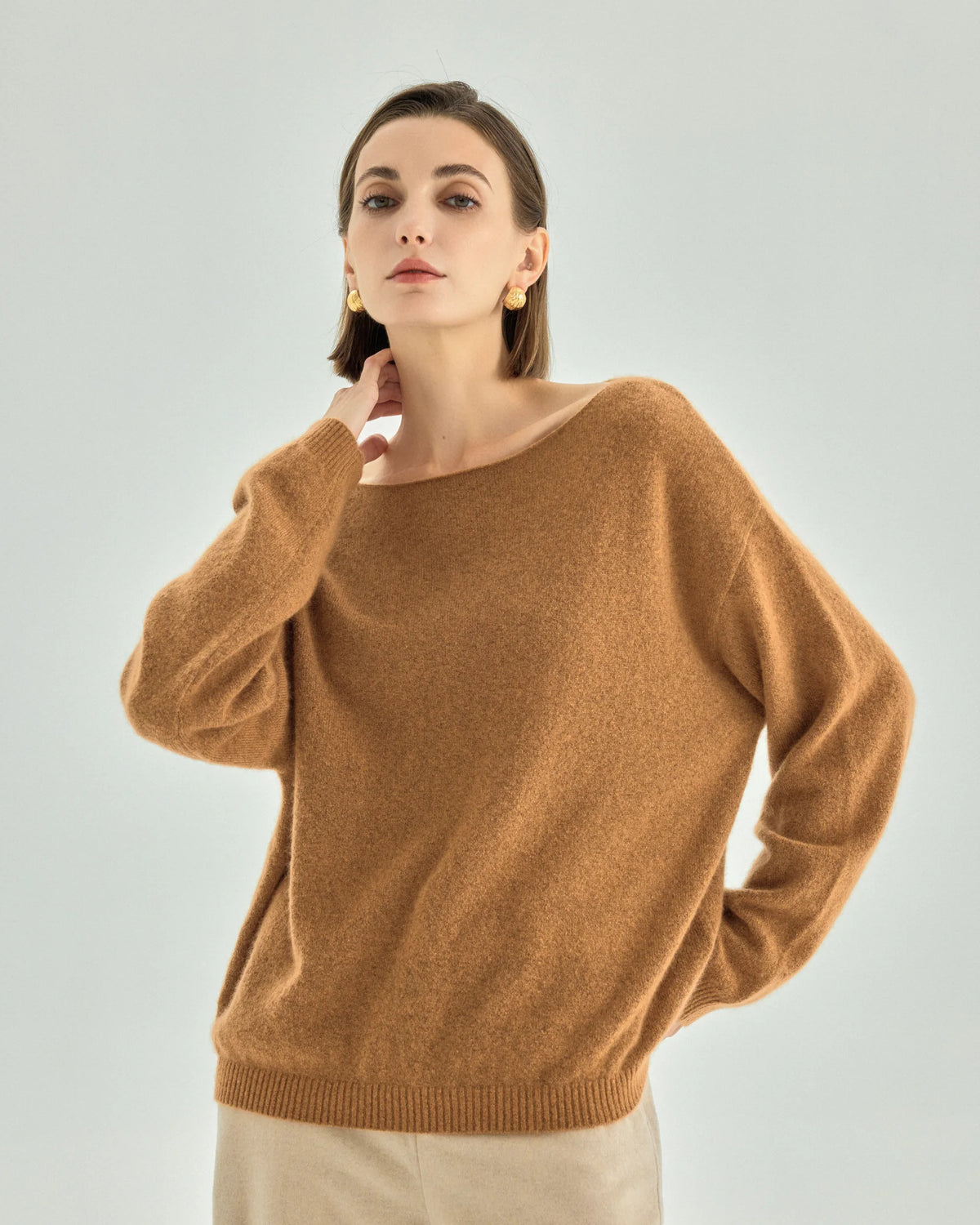 Cashmere Silk Boat-Neck Sweater