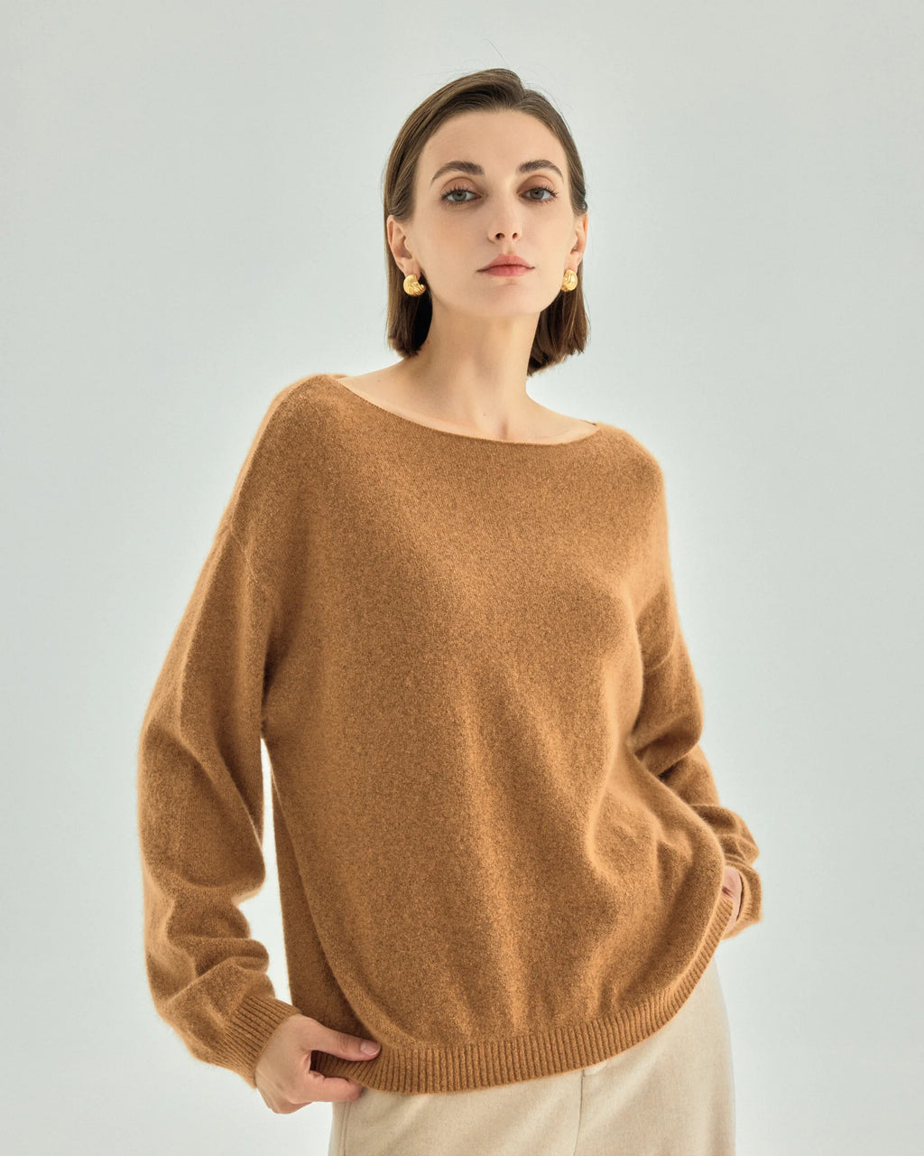 Cashmere Silk Boat-Neck Sweater