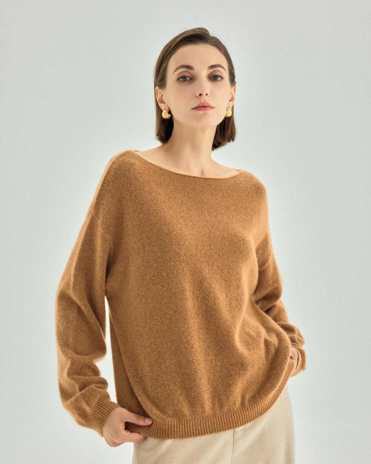 Cashmere Silk Boat-Neck Sweater