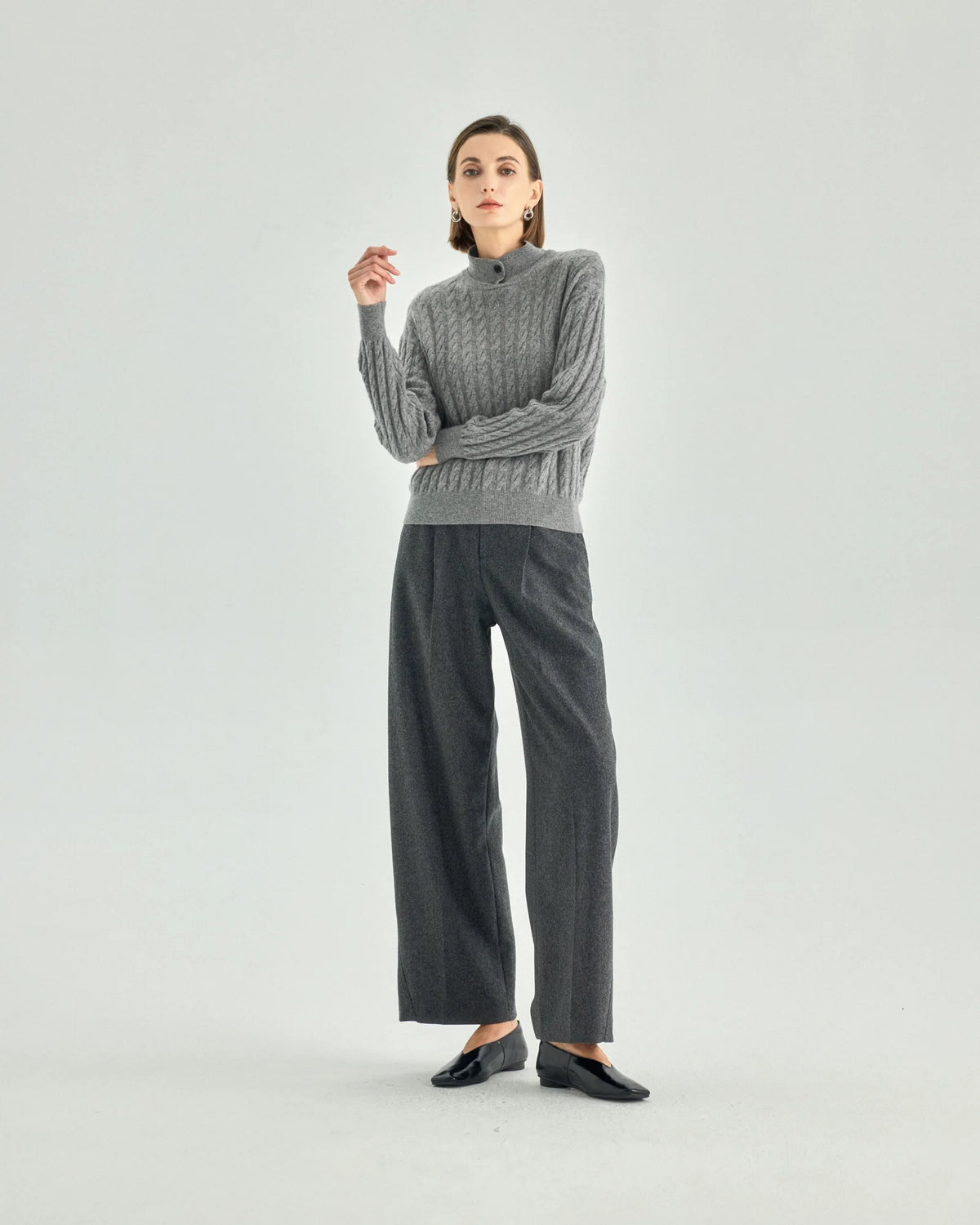 Pure Cashmere Cable-Knit Polo Sweater