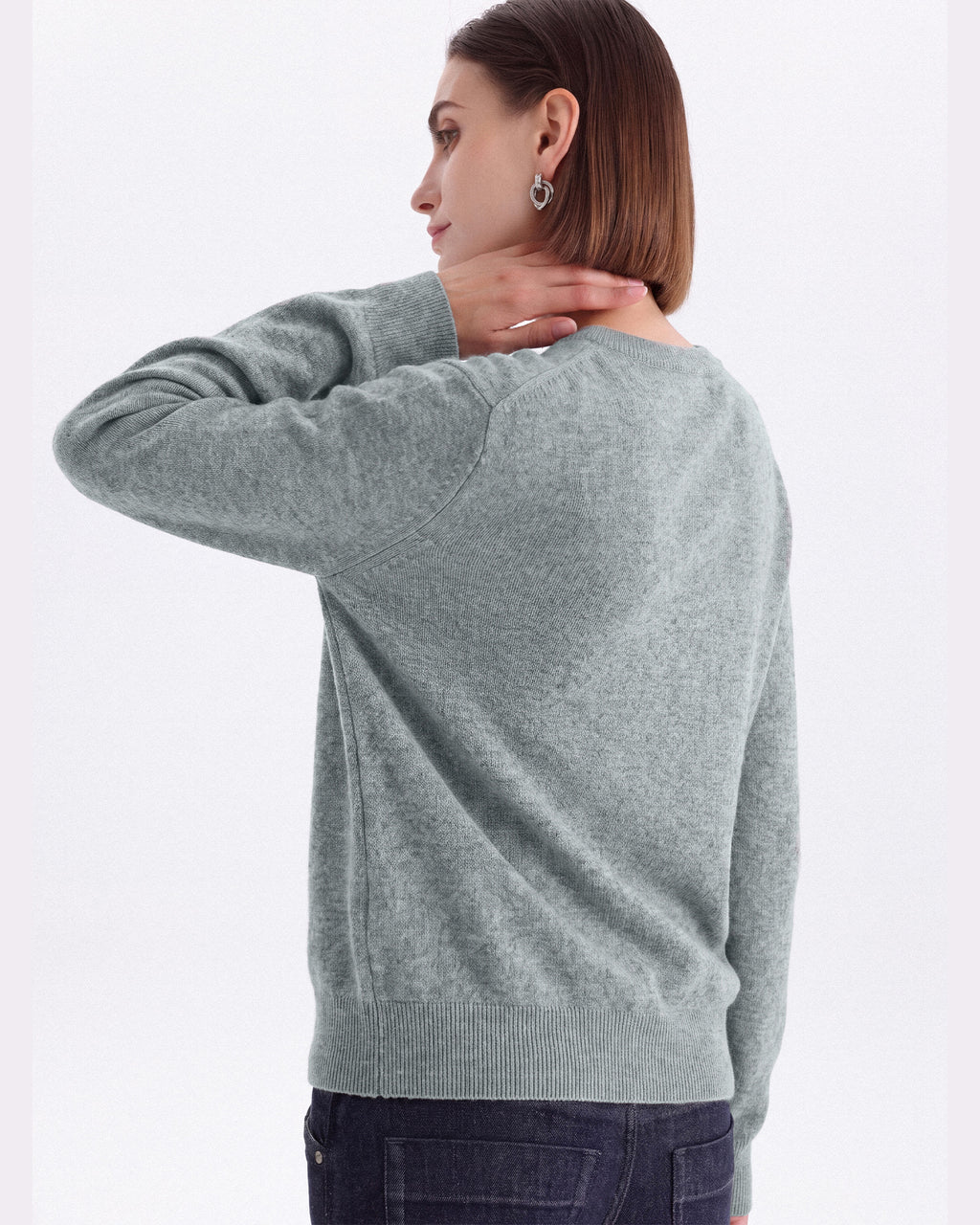 Pure Mongolian Cashmere Crewneck Cardigan