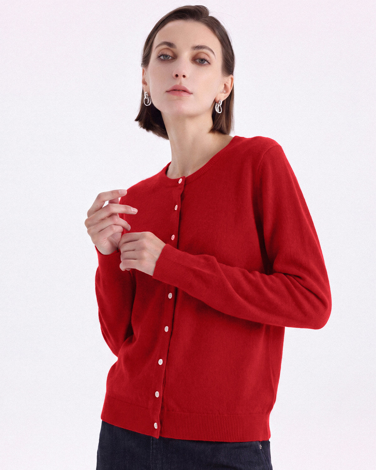 Pure Mongolian Cashmere Crewneck Cardigan