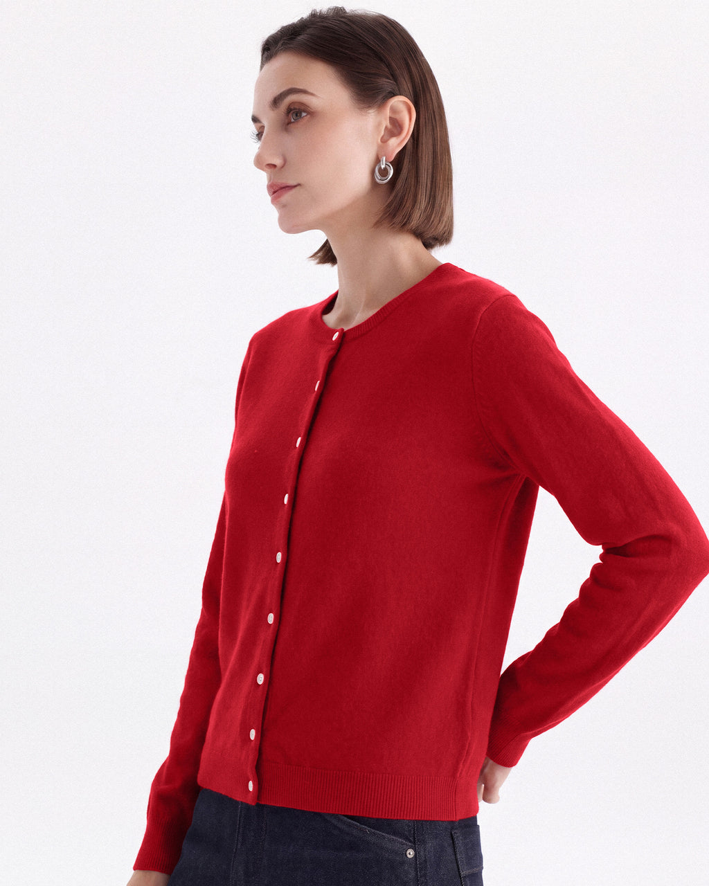 Pure Mongolian Cashmere Crewneck Cardigan