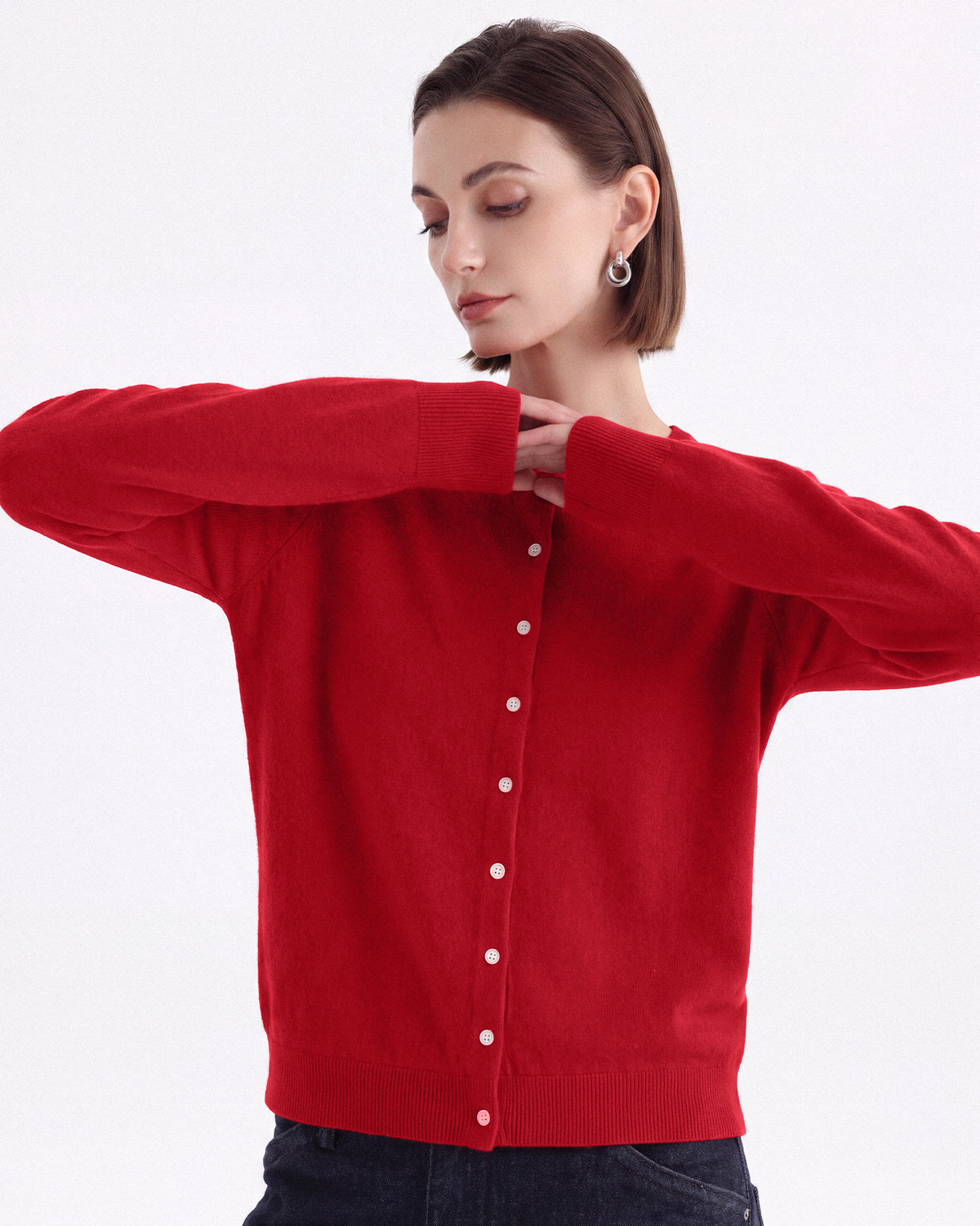 Pure Mongolian Cashmere Crewneck Cardigan