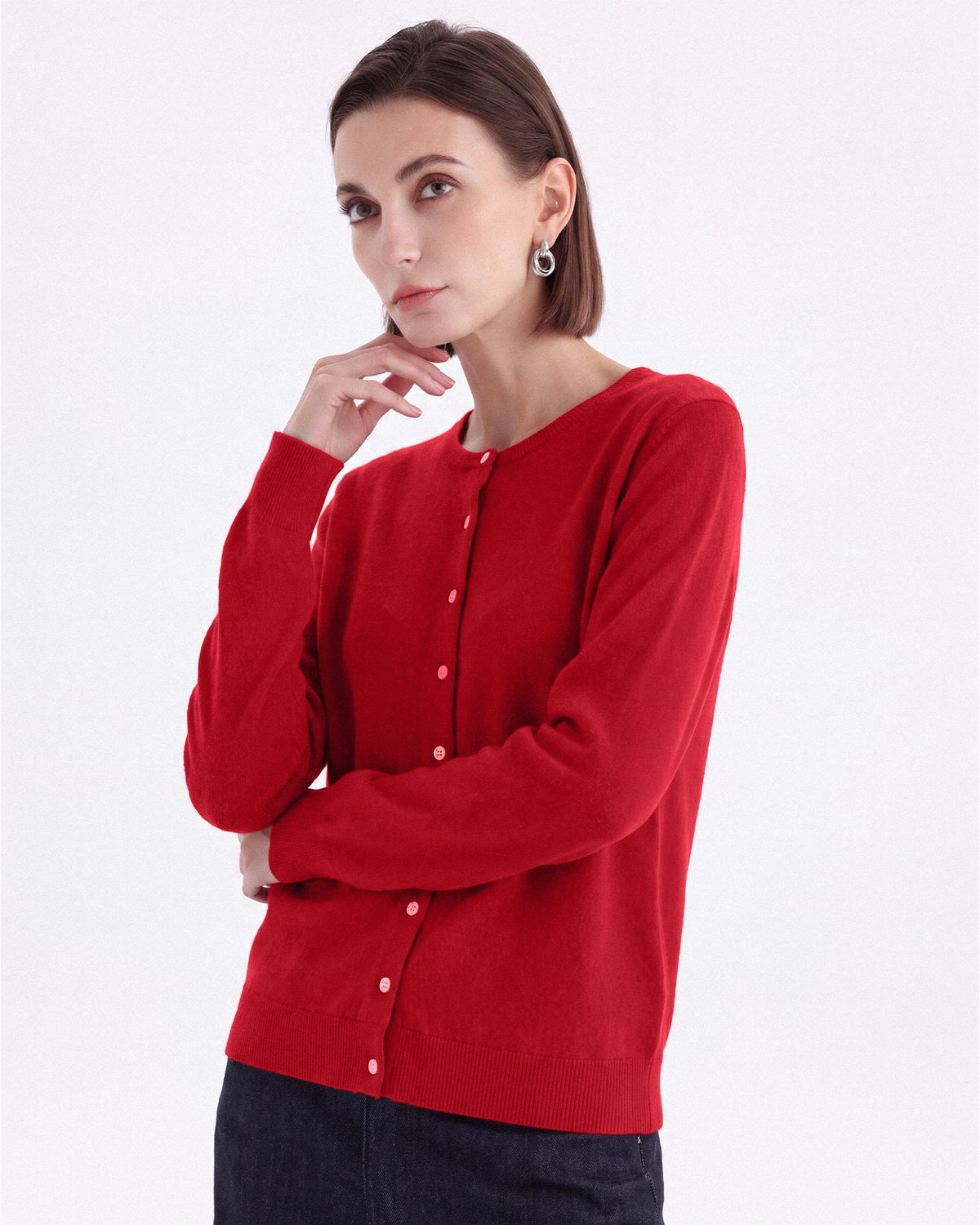 Pure Mongolian Cashmere Crewneck Cardigan