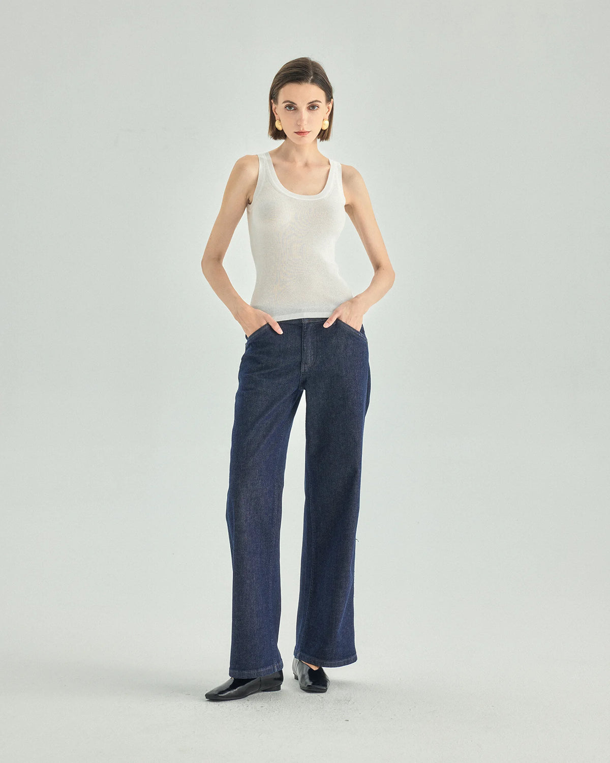 A+ Collection Cashmere Triacetate Ribbed Tank Top