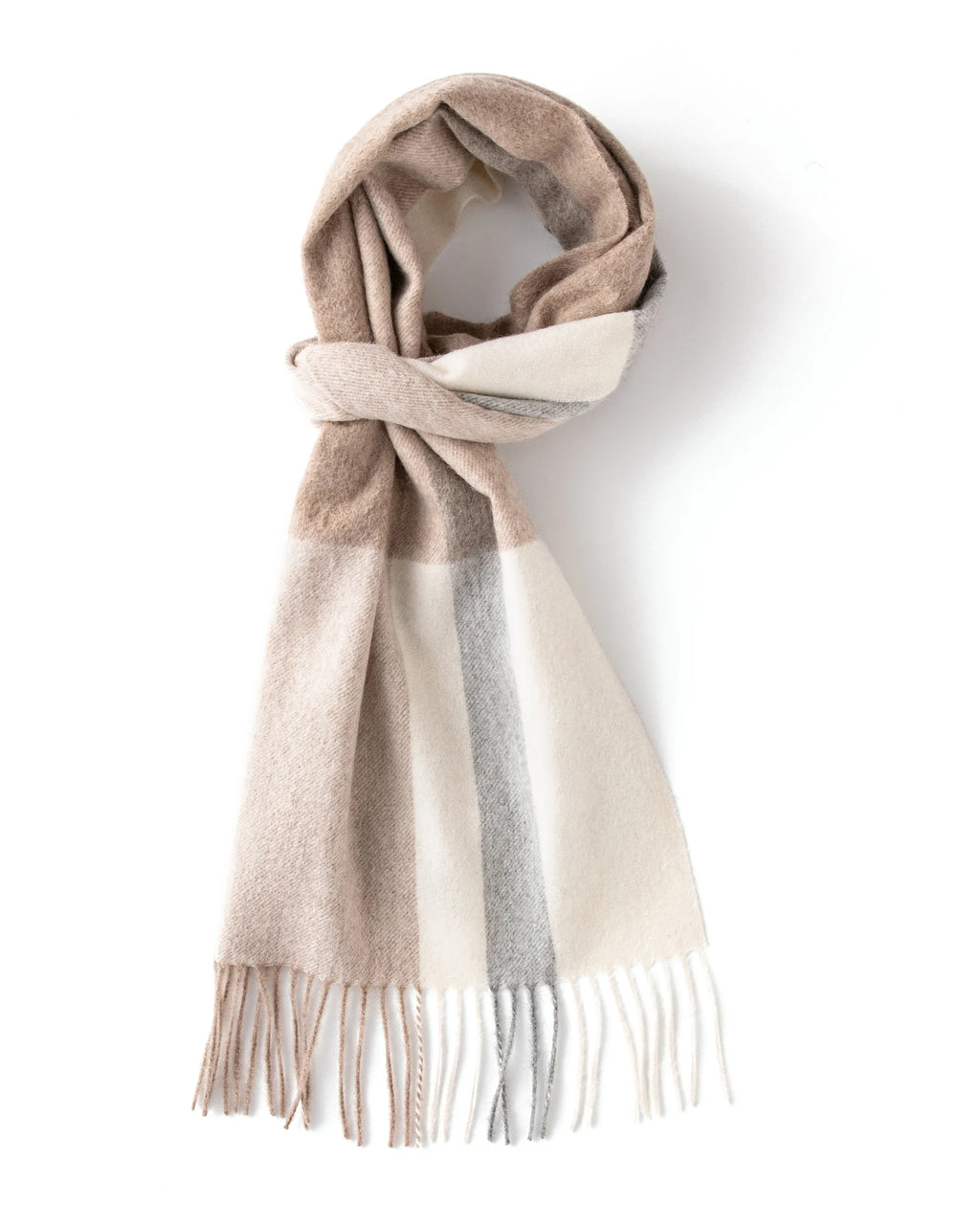 Check & Color-Block Cashmere Scarf - 70.87 x 11.81 in