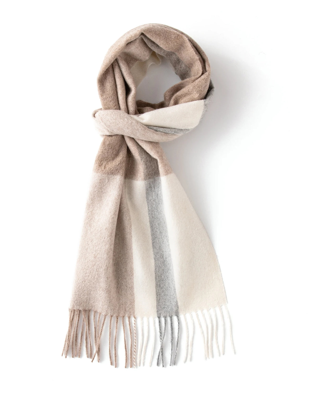 Check & Color-Block Cashmere Scarf - 70.87 x 11.81 in