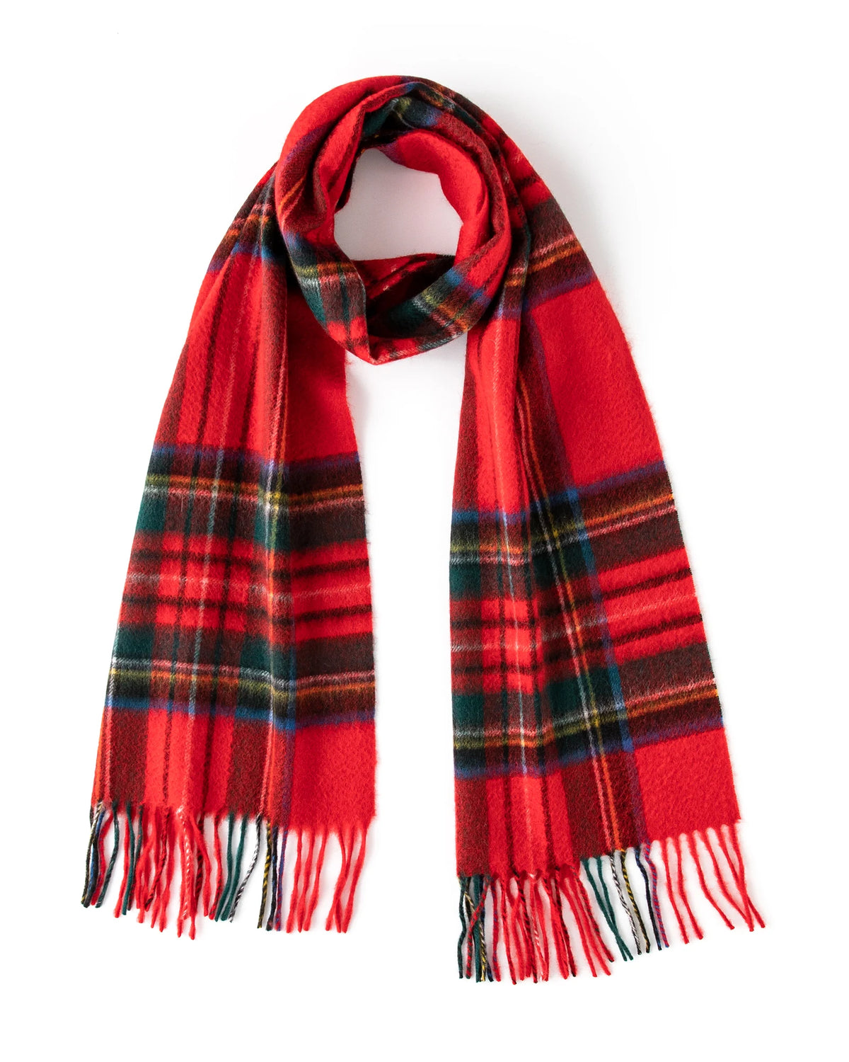 Check & Color-Block Cashmere Scarf - 70.87 x 11.81 in