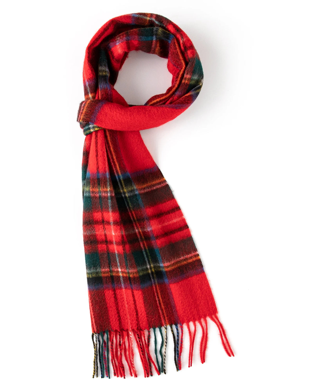 Check & Color-Block Cashmere Scarf - 70.87 x 11.81 in