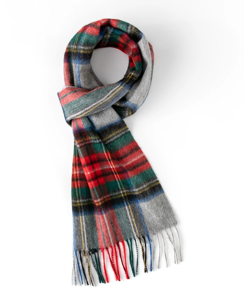 Check & Color-Block Cashmere Scarf - 70.87 x 11.81 in