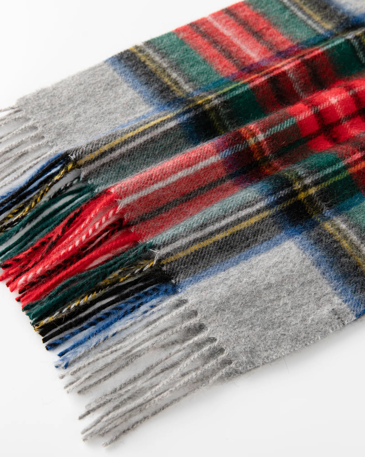 Check & Color-Block Cashmere Scarf - 70.87 x 11.81 in