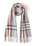 Check & Color-Block Cashmere Scarf - 70.87 x 11.81 in