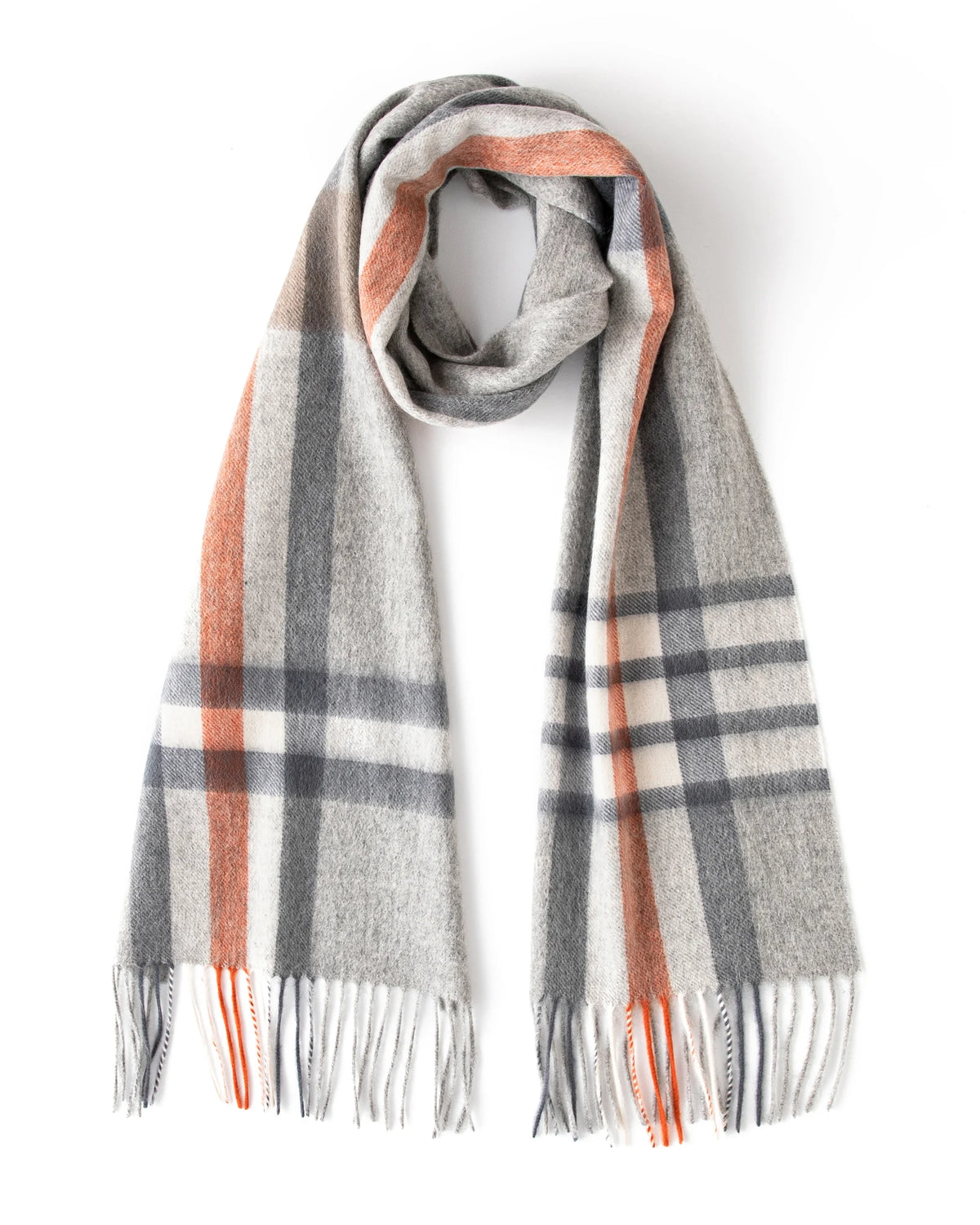 Check & Color-Block Cashmere Scarf - 70.87 x 11.81 in
