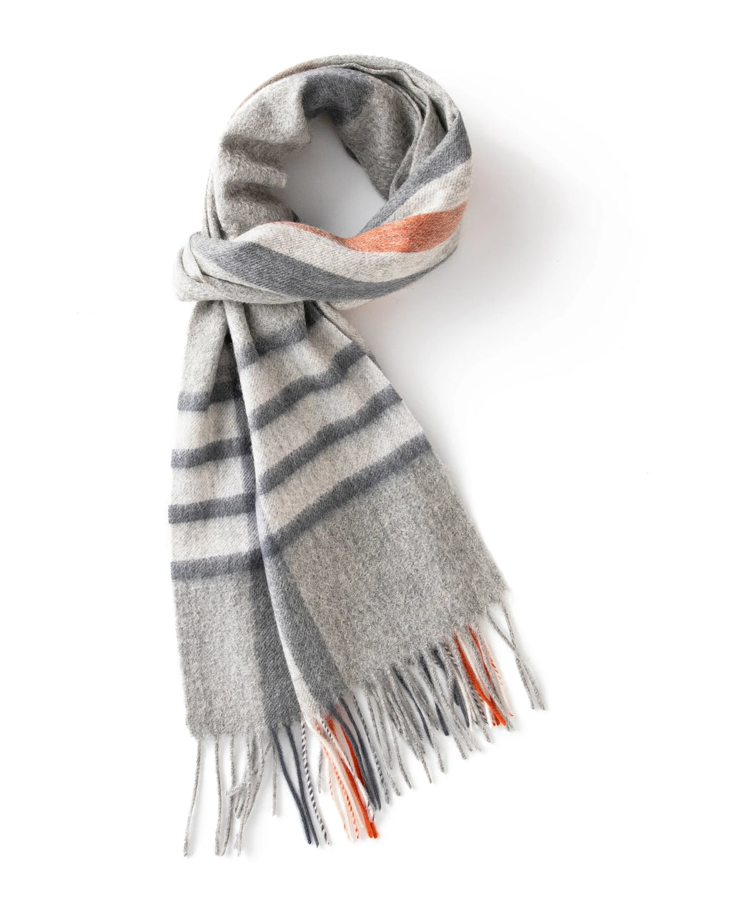 Check & Color-Block Cashmere Scarf - 70.87 x 11.81 in