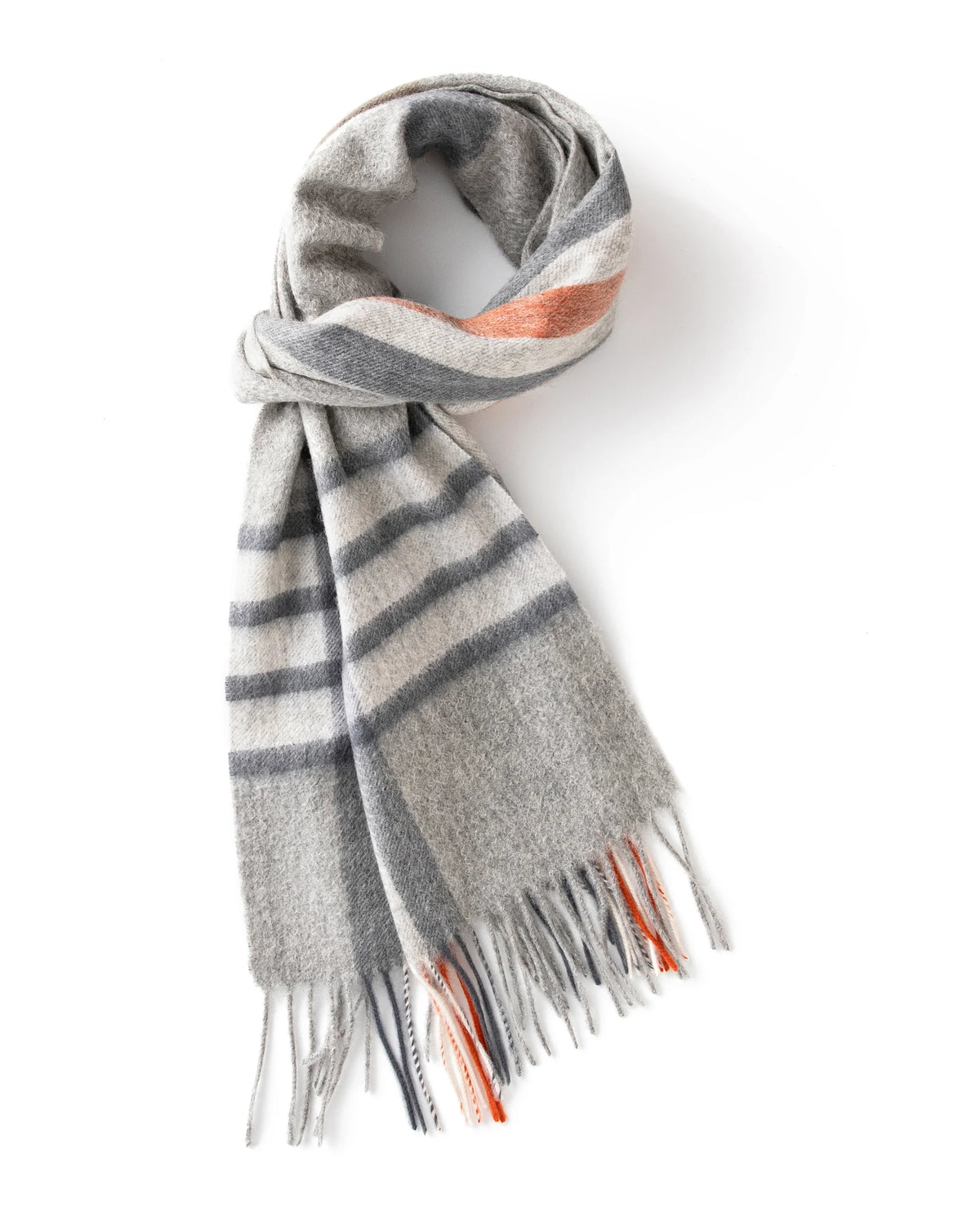 Check & Color-Block Cashmere Scarf - 70.87 x 11.81 in