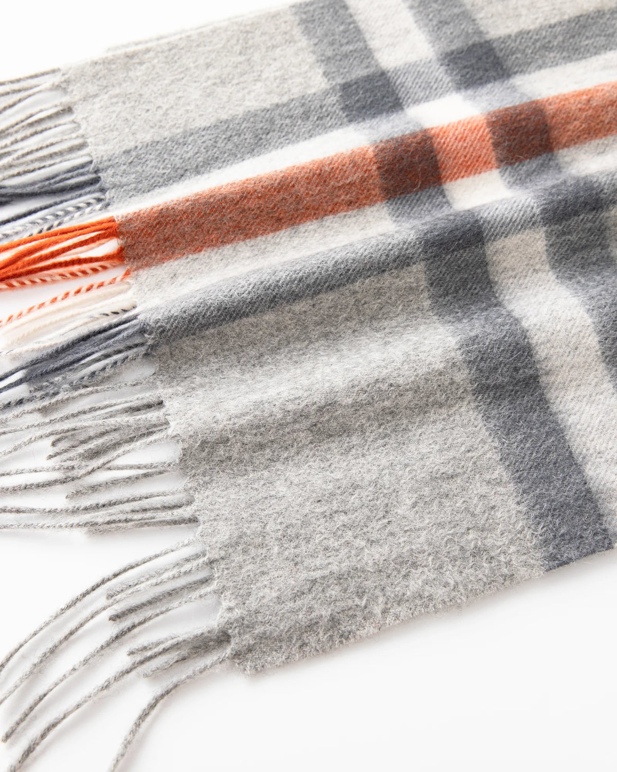 Check & Color-Block Cashmere Scarf - 70.87 x 11.81 in