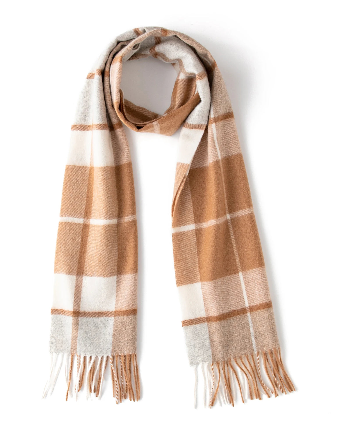 Check & Color-Block Cashmere Scarf - 70.87 x 11.81 in