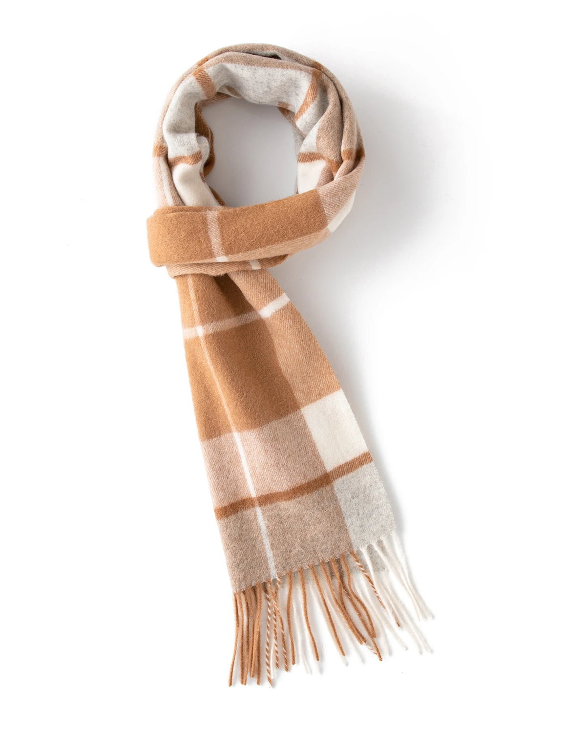 Check & Color-Block Cashmere Scarf - 70.87 x 11.81 in