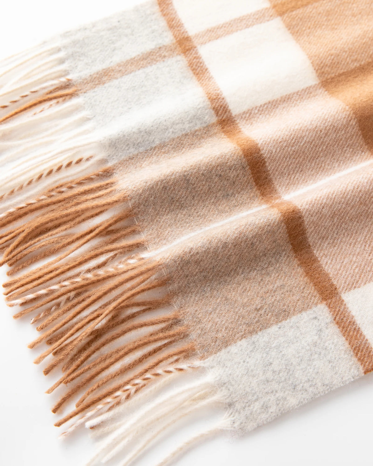 Check & Color-Block Cashmere Scarf - 70.87 x 11.81 in