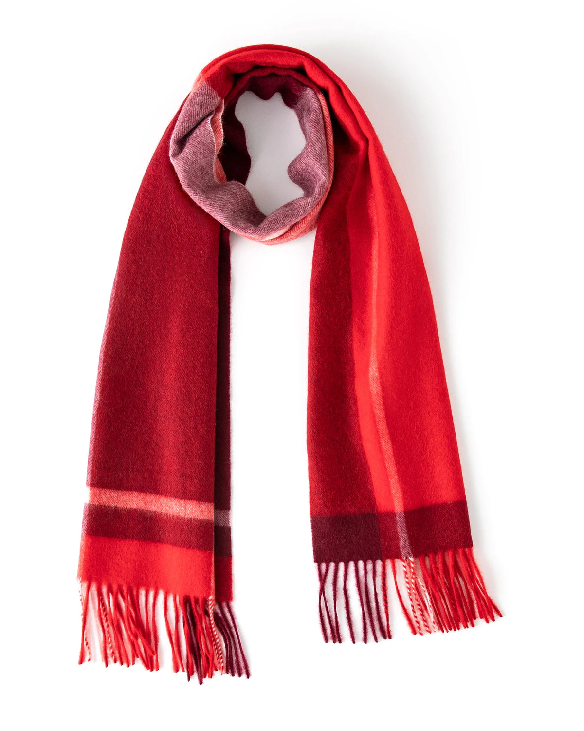 Check & Color-Block Cashmere Scarf - 70.87 x 11.81 in