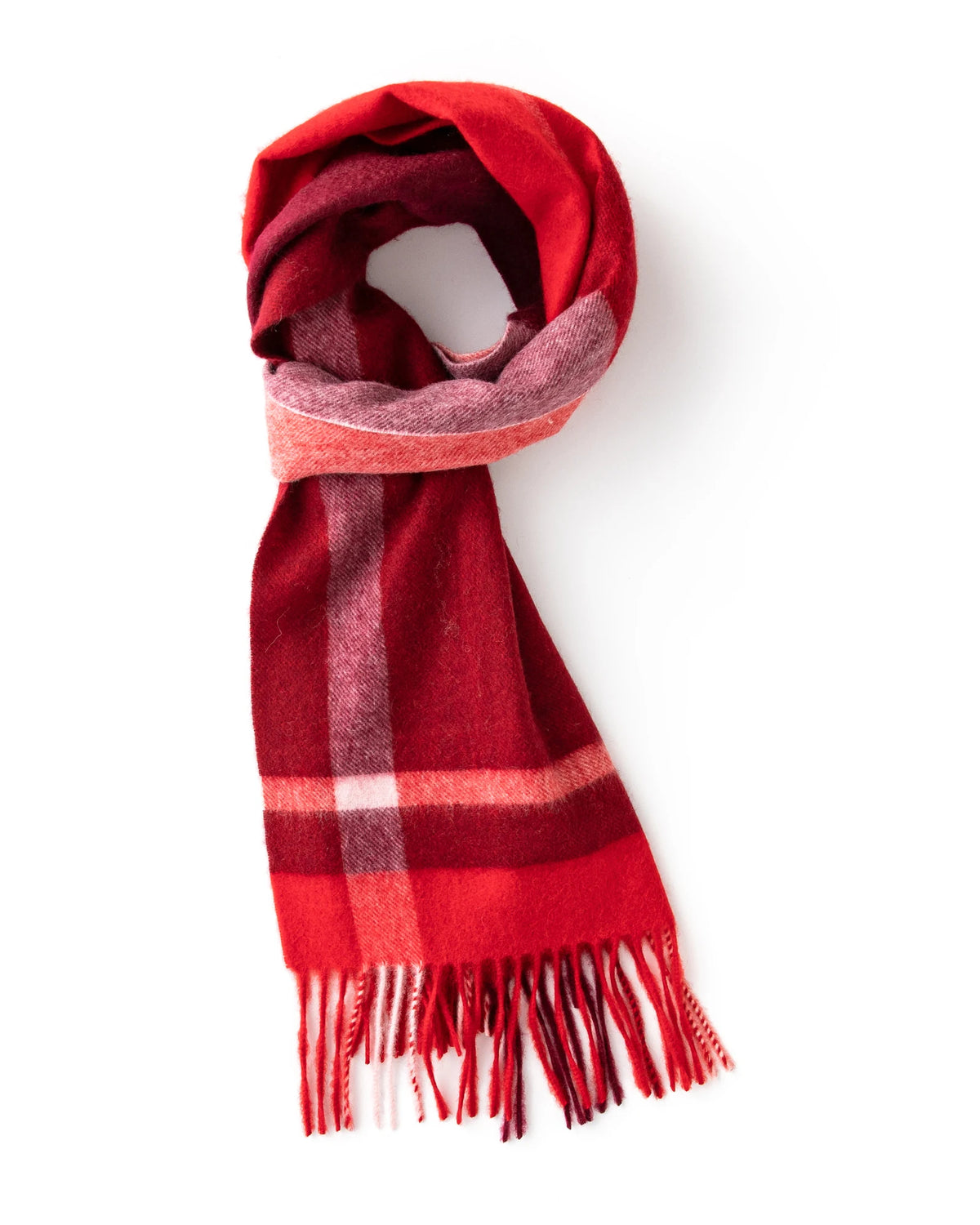 Check & Color-Block Cashmere Scarf - 70.87 x 11.81 in