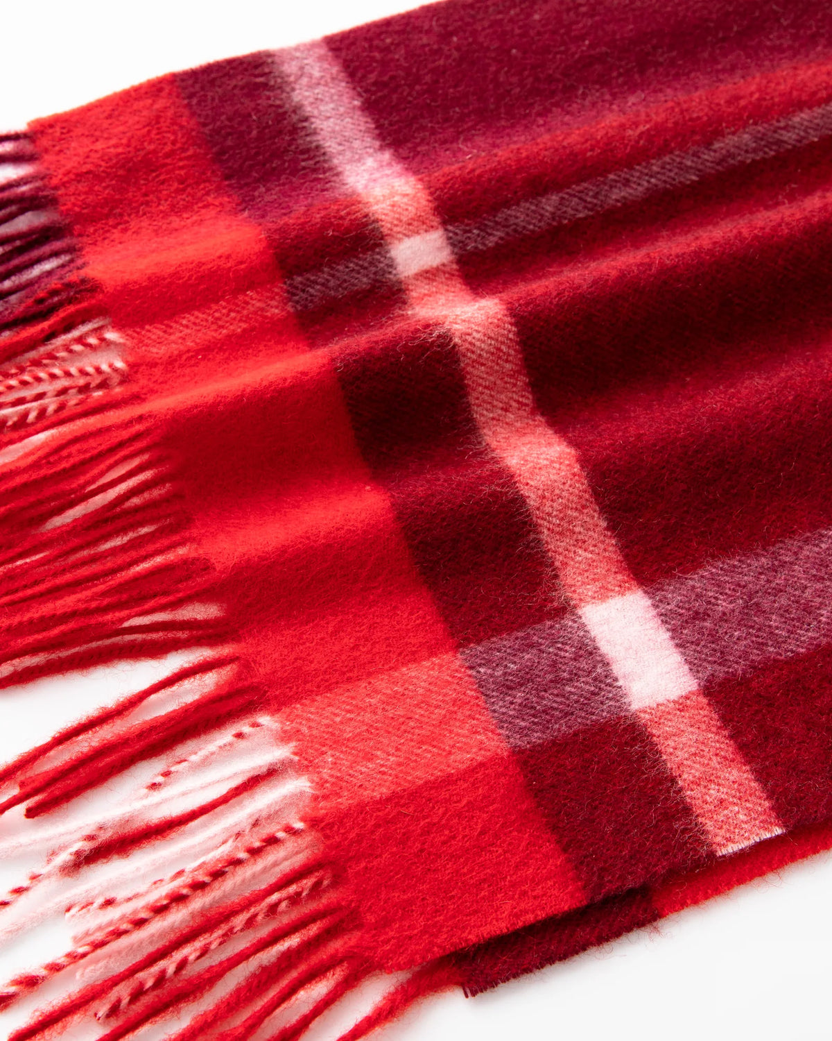 Check & Color-Block Cashmere Scarf - 70.87 x 11.81 in