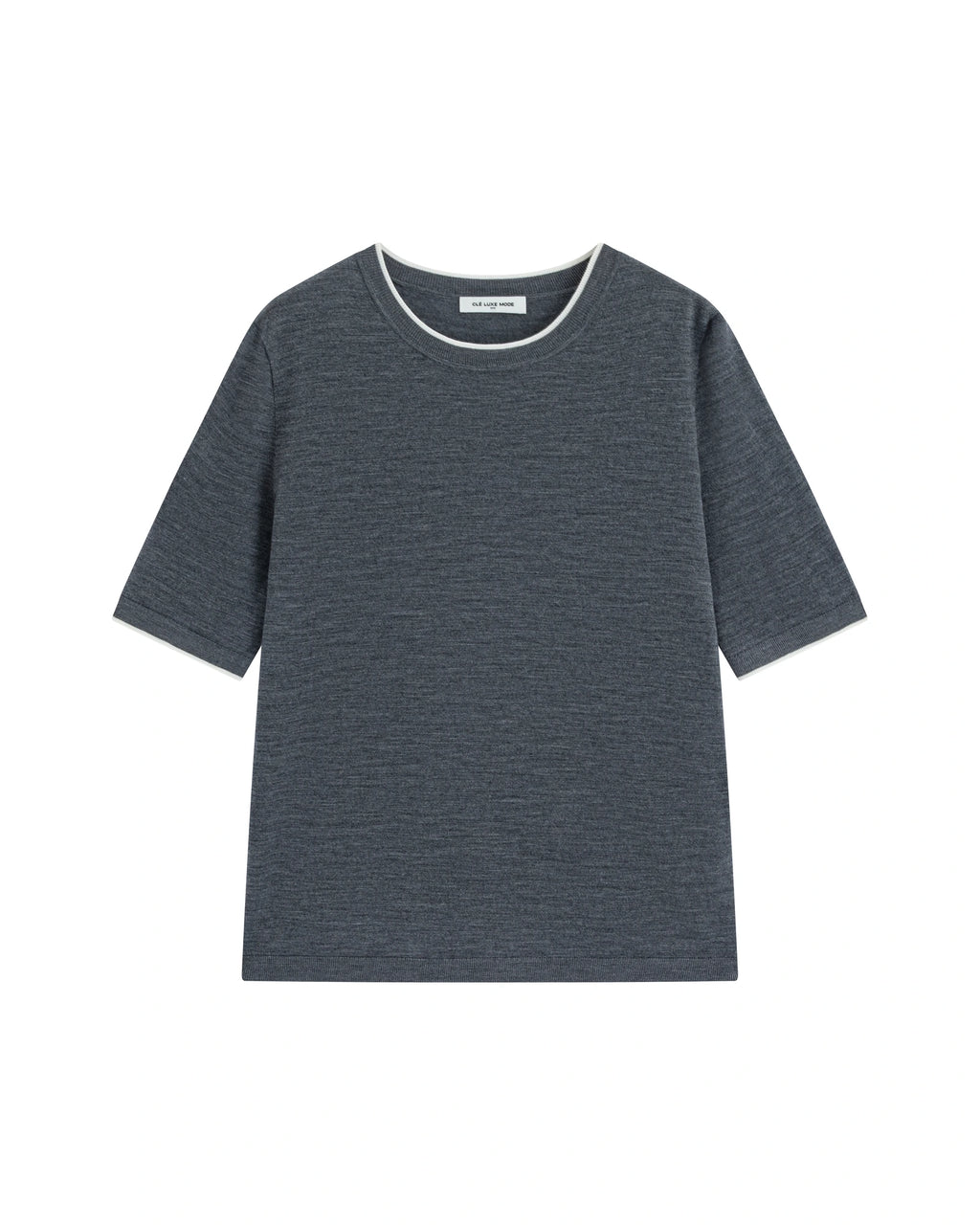 A+ Collection Seamless Merino Wool Contrast Trim Knit Top