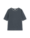 A+ Collection Seamless Merino Wool Contrast Trim Knit Top