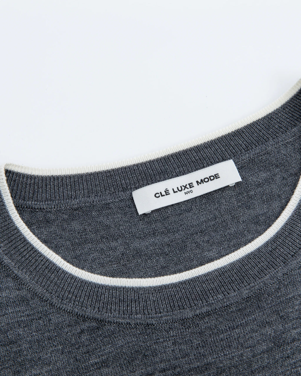 A+ Collection Seamless Merino Wool Contrast Trim Knit Top