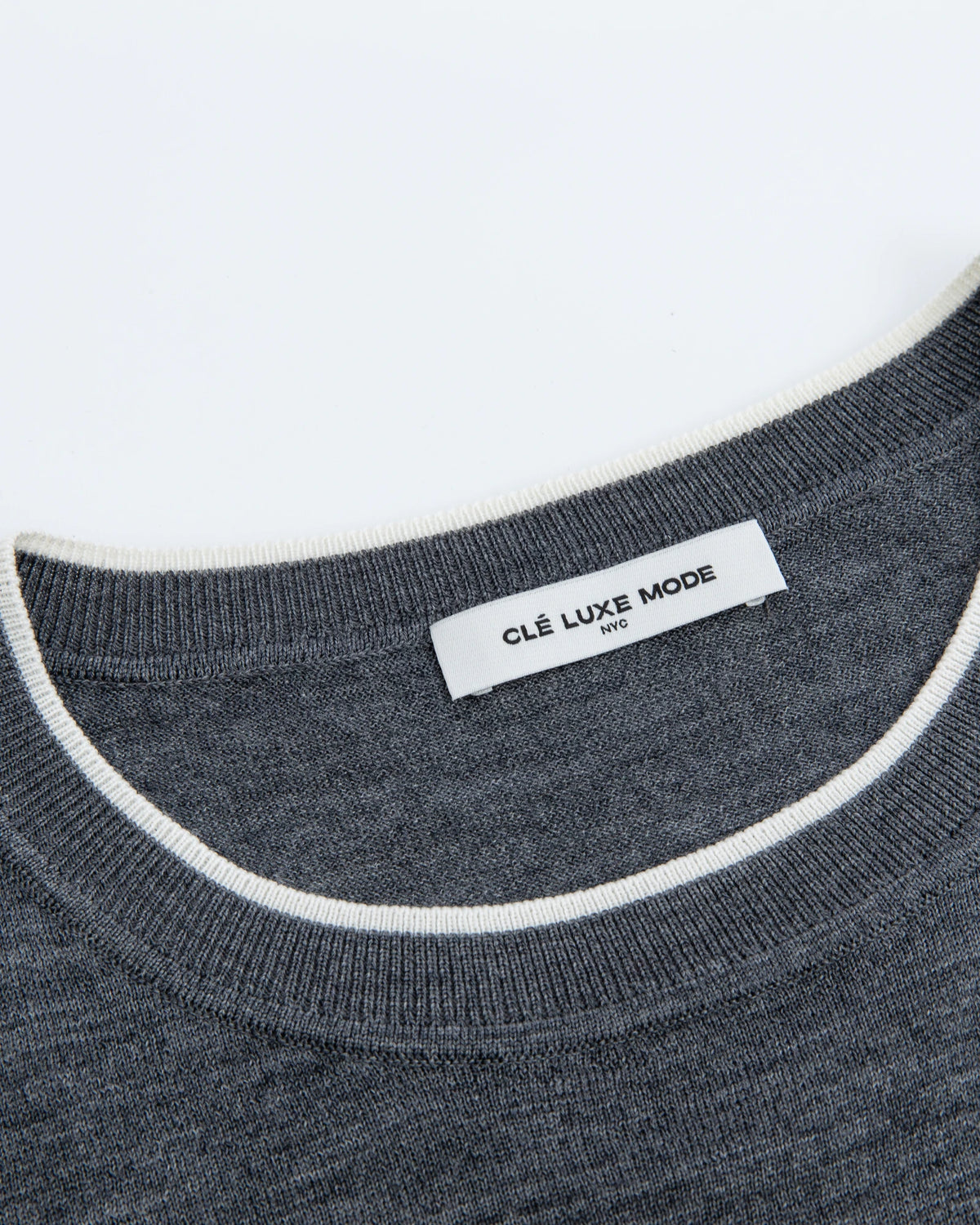 A+ Collection Seamless Merino Wool Contrast Trim Knit Top