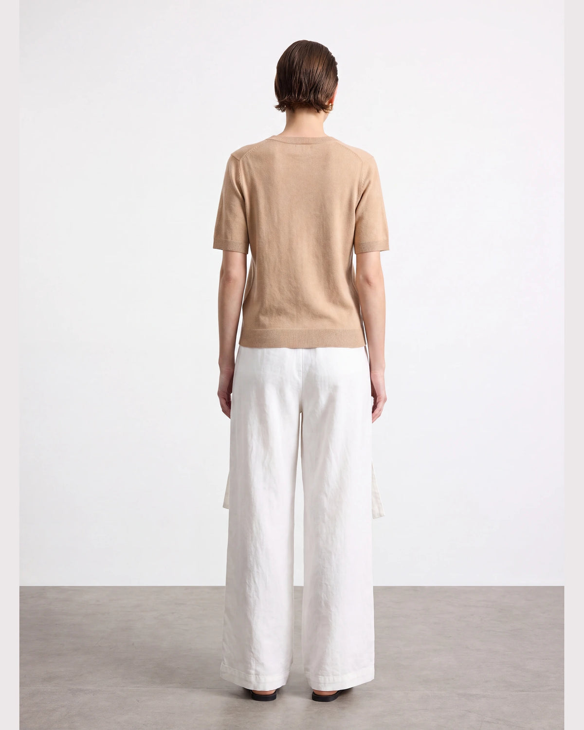 Pure Mongolian Cashmere Short-Sleeve Crewneck Sweater