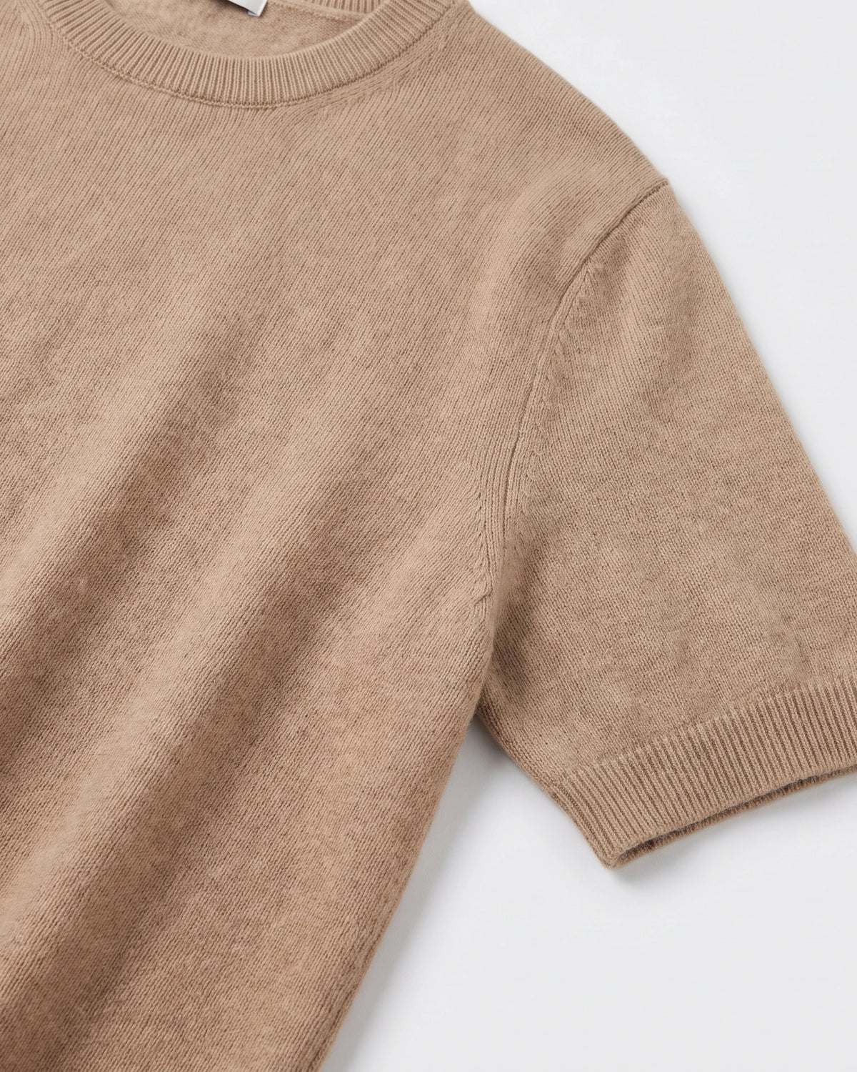 Pure Mongolian Cashmere Short-Sleeve Crewneck Sweater