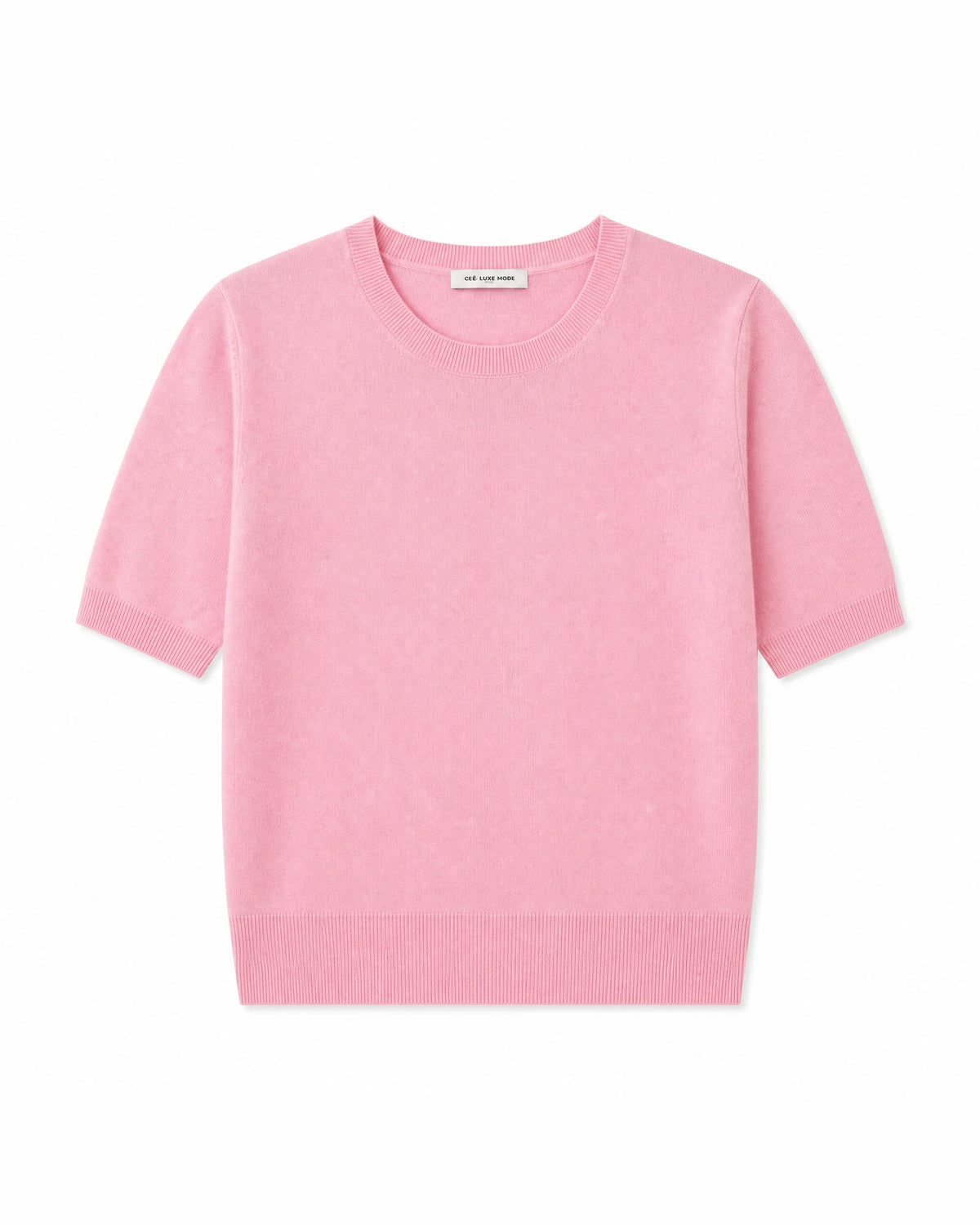 Pure Mongolian Cashmere Short-Sleeve Crewneck Sweater
