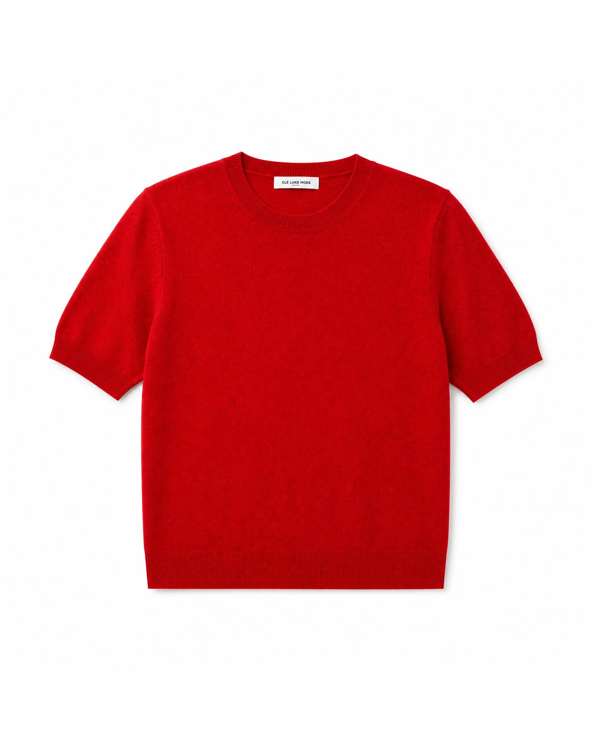 Pure Mongolian Cashmere Short-Sleeve Crewneck Sweater
