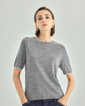 A+ Collection Seamless Merino Wool Contrast Trim Knit Top