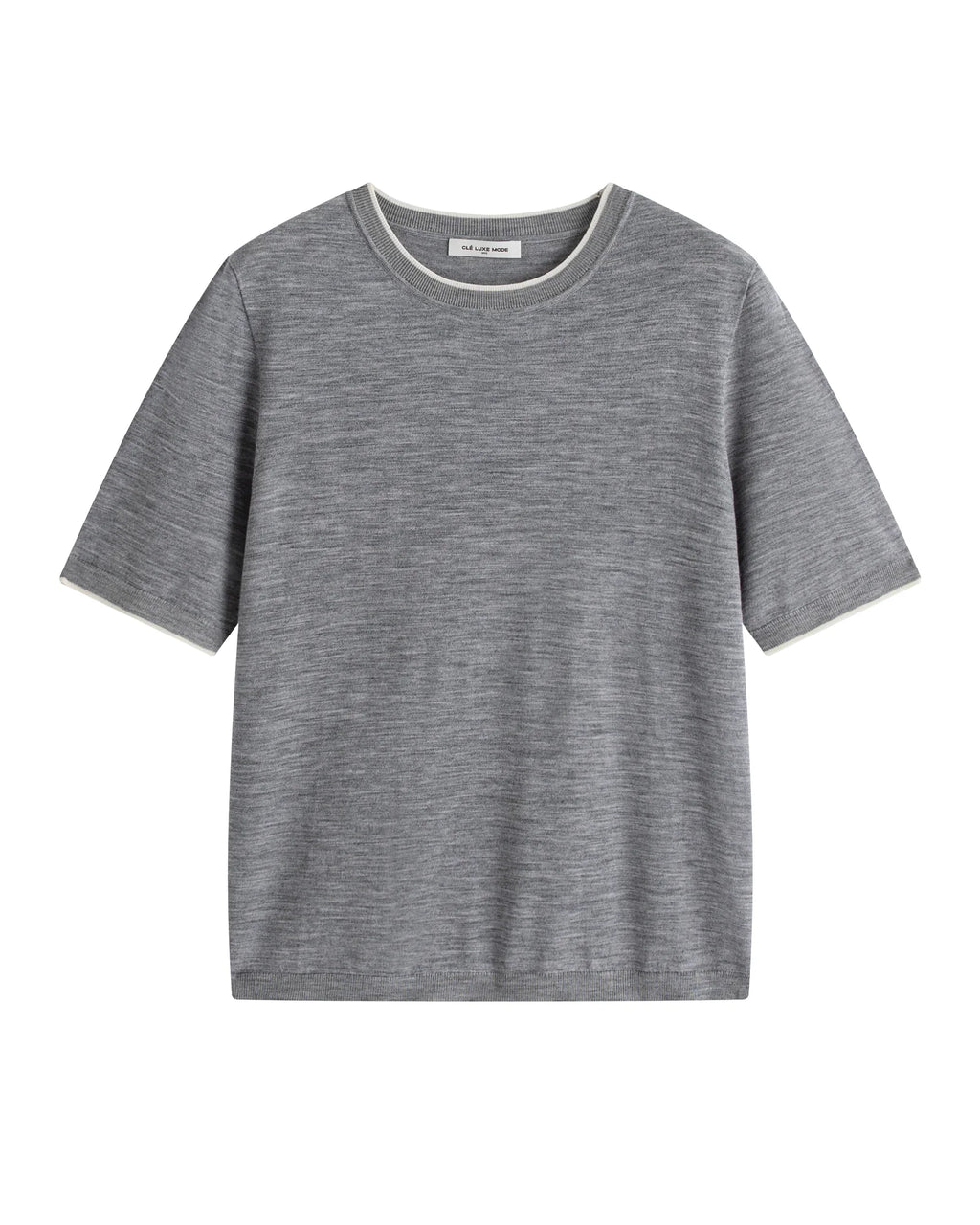 A+ Collection Seamless Merino Wool Contrast Trim Knit Top