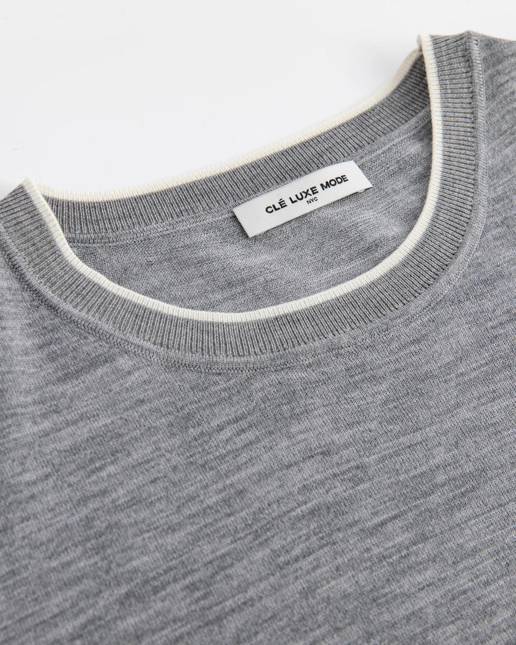 A+ Collection Seamless Merino Wool Contrast Trim Knit Top