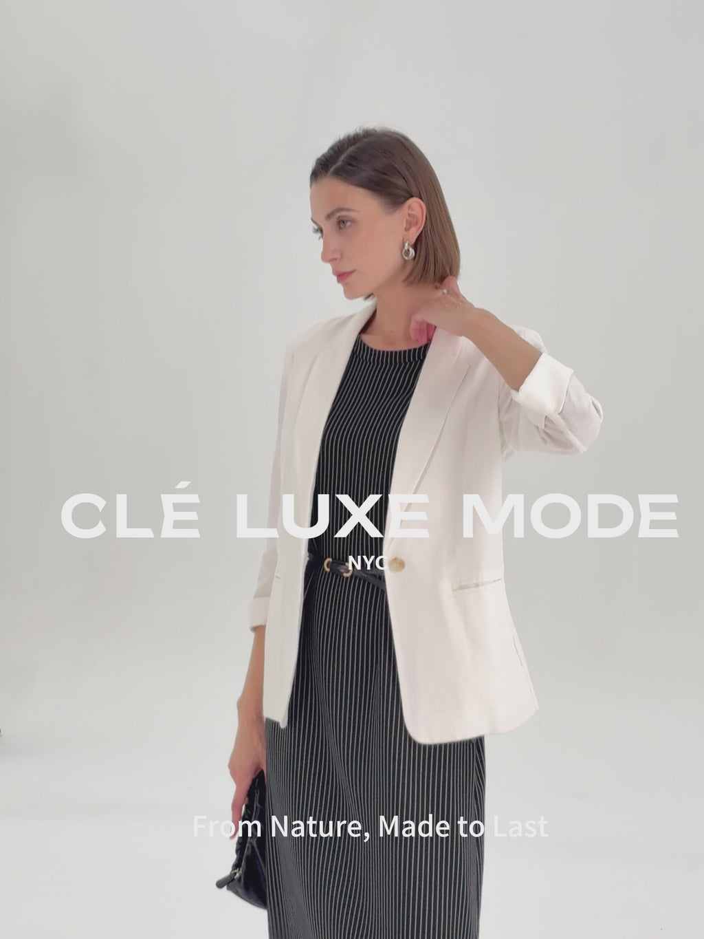 Linen Viscose Three-Quarter-Sleeve Blazer