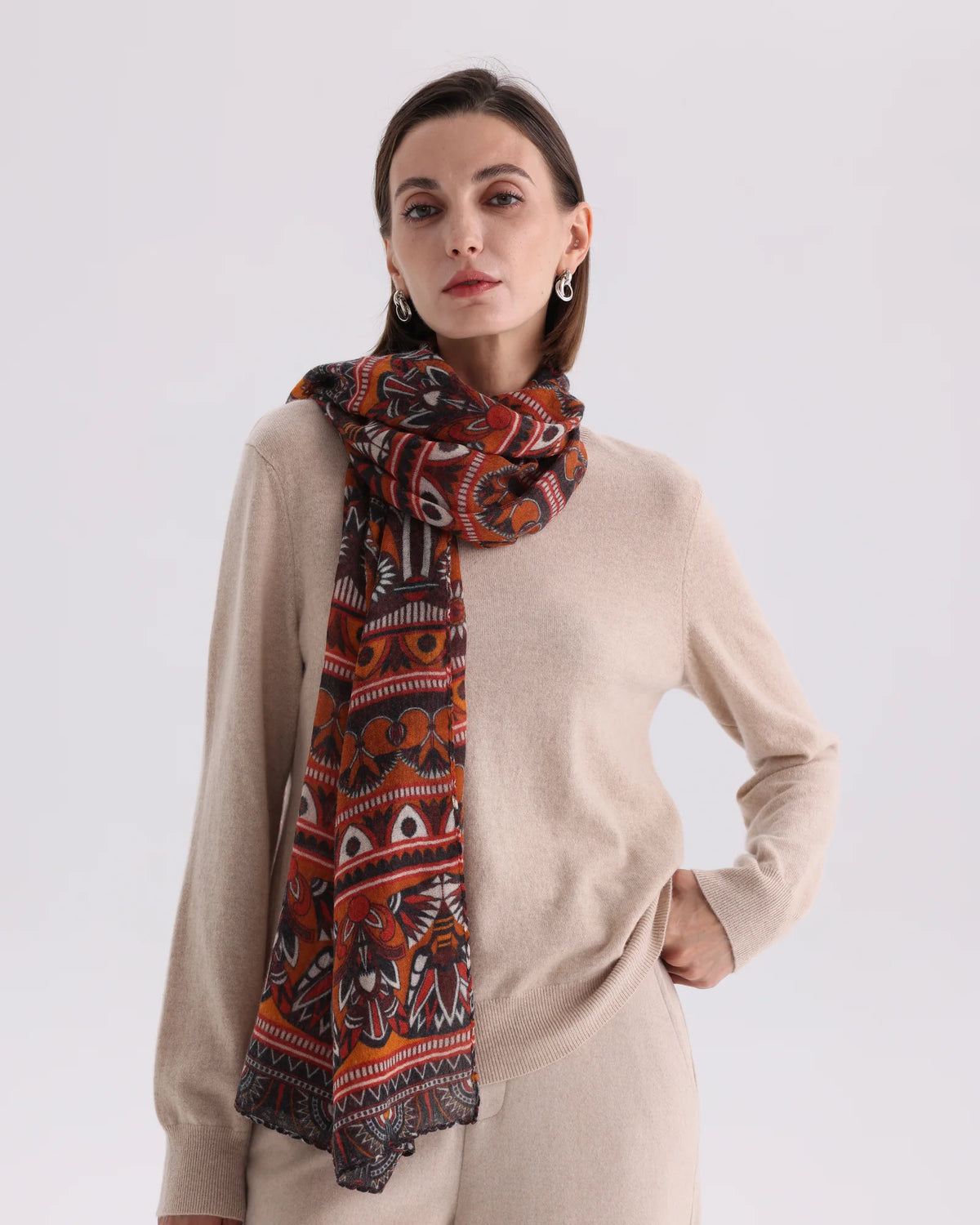 Printed Mongolian Cashmere Shawl - 76.77 x 25.59 in
