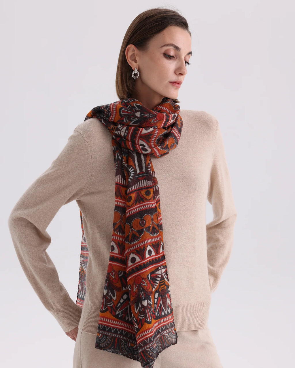 Printed Mongolian Cashmere Shawl - 76.77 x 25.59 in
